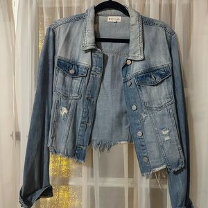 Cello Women's Light Blue Distressed Jean Jacket